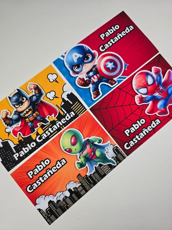 12 Tarjetas Coleccion Superheroes 3D